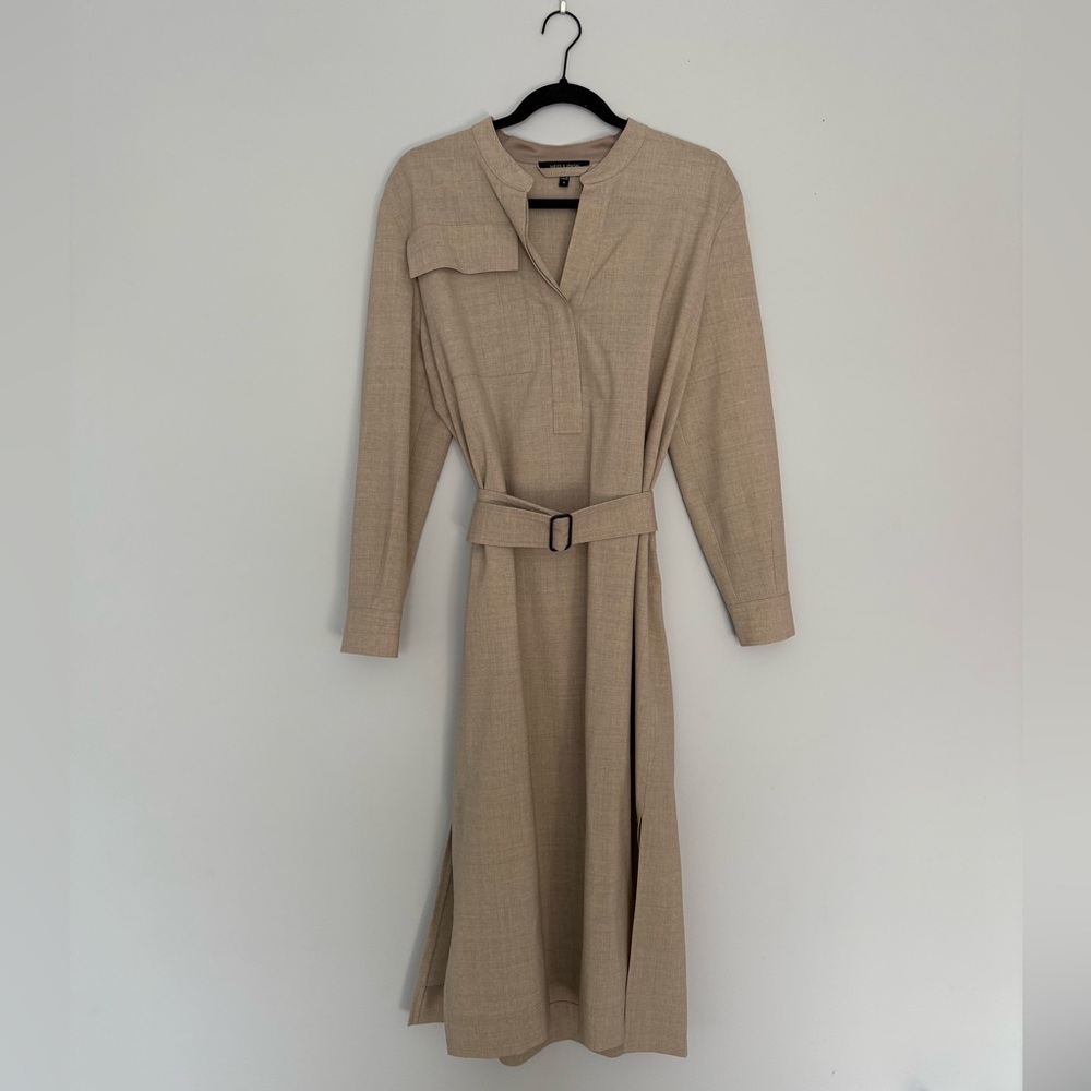 Judith & Charles Midi Length Wool Dress with Belt